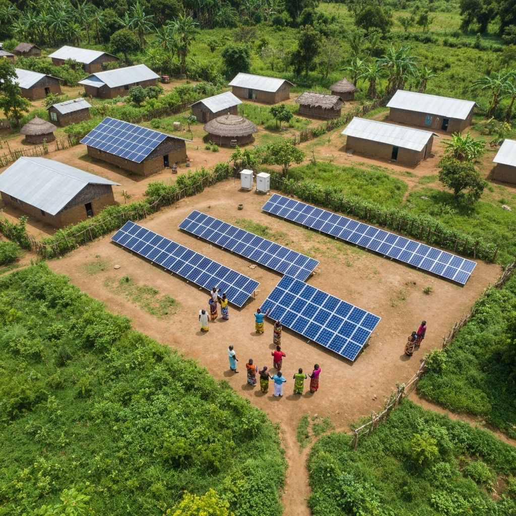 Solar panels in African village
